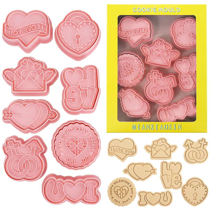 

8Pcs Diy Fondant Cake Tools Valentine S Day Cookie Mold Love Shape Cookie Cutter Biscuit Mold For Wedding Bridal Shower Party one size