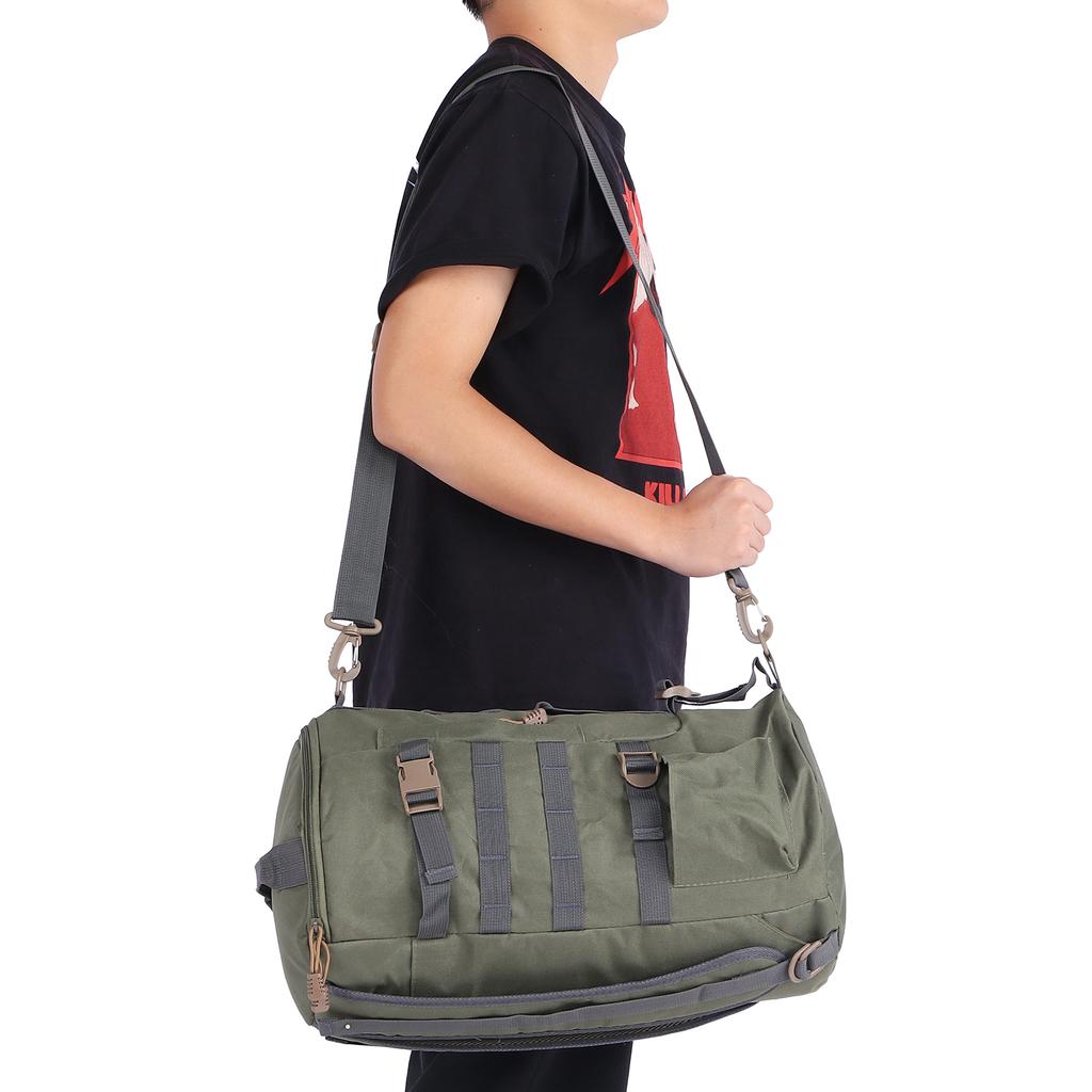 Fishing Tackle Backpack Large Capacity Portable Cylindrical Fishing Rod Bag with Rod HolderArmy Green