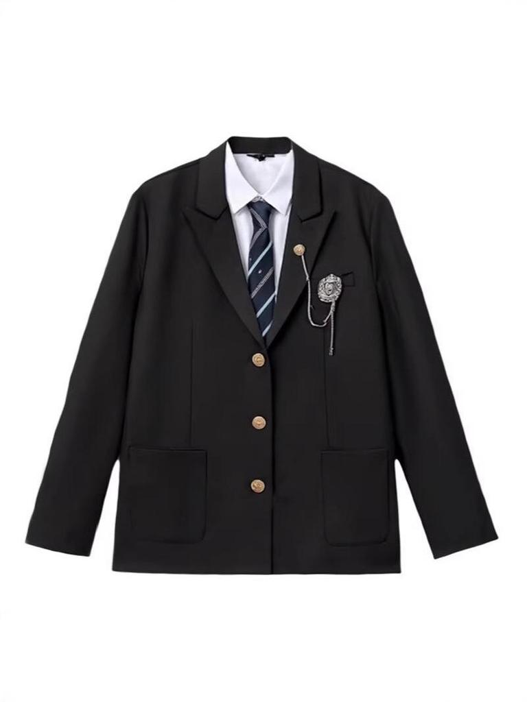Japanese College Style DK Suit: Loose Rogue Handsome Uniform for Spring/Autumn - Unisex Student Graduation Photo Outerwear with Badge