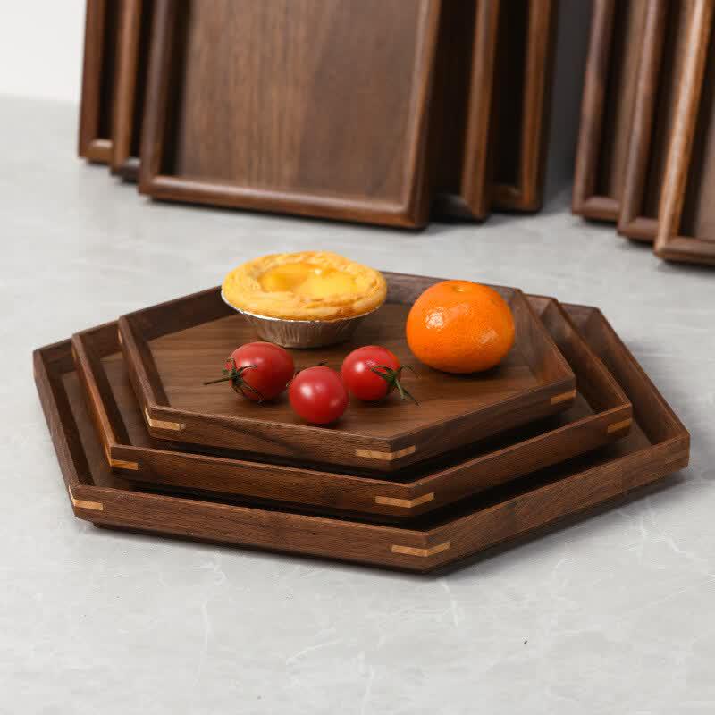 Cha Xun Solid Wood Black Walnut Rectangular Tea Tray