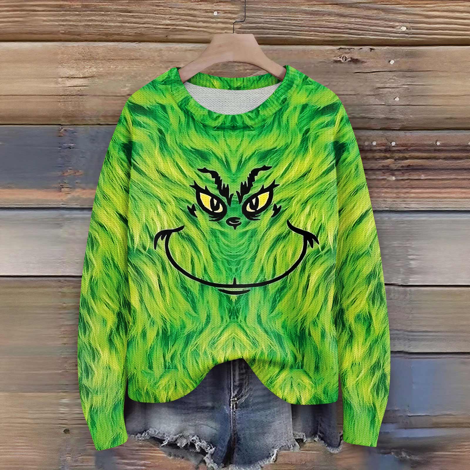 

Пуловеры с длинным рукавом для женщин, с круглым вырезом, повседневные, милые, с принтом, вязаные, оверсайз L