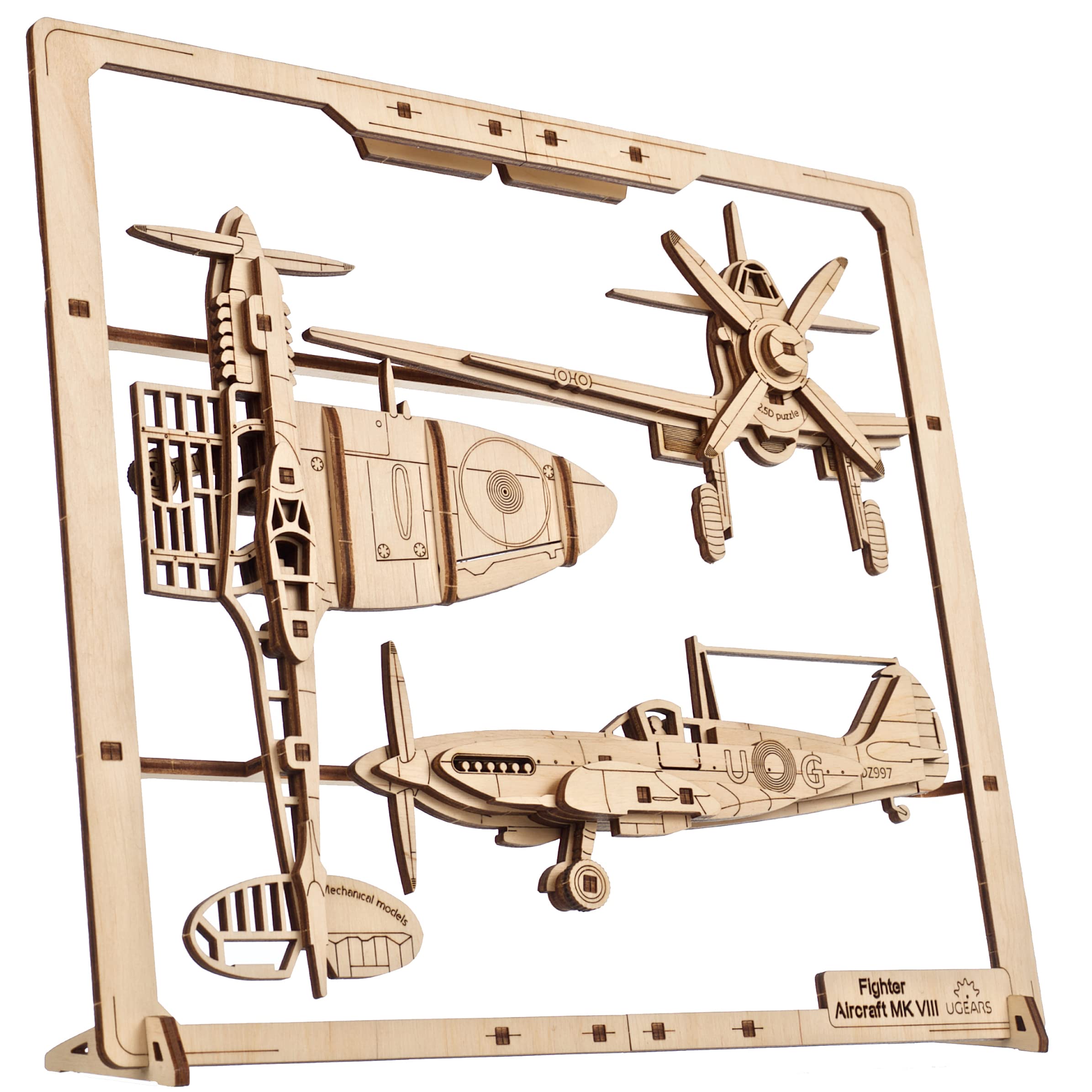 

Ugears Fighter Aircraft 2.5D Puzzle 70196 Wooden Block DIY Puzzle Assembly Craft Kit Wooden Model