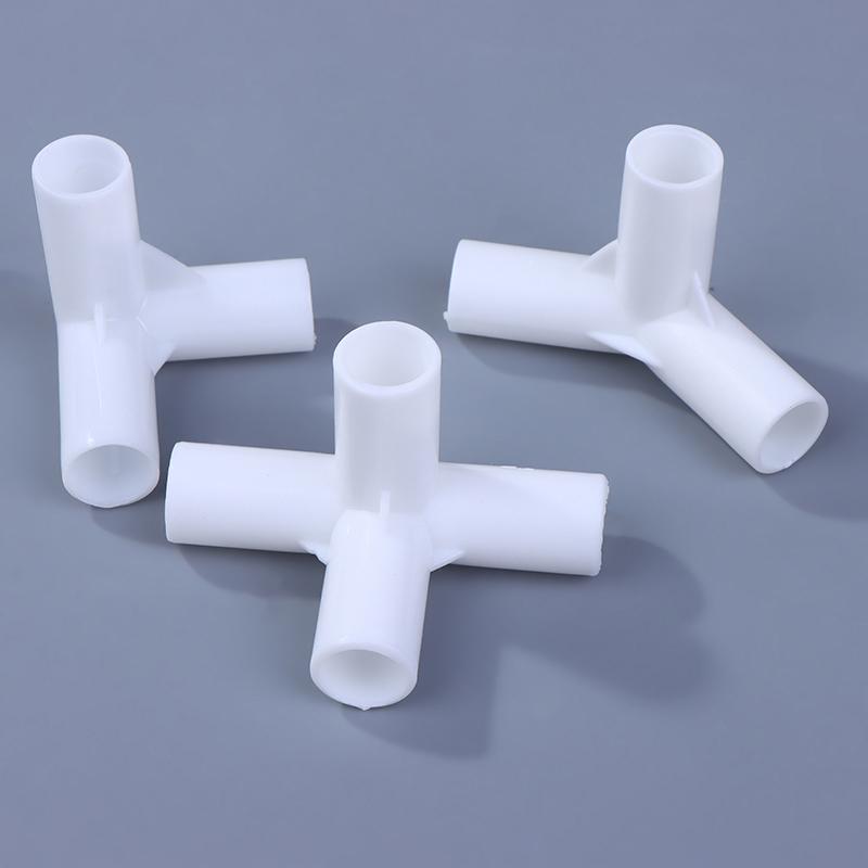 10 Pièces 12Mm Connecteur de Tuyau en Plastique Blanc Raccord de Joint Fixe pour Étagère Tente Bricolage Té Quatre Voies Droit Coude Crochet de Garde-robe Joint