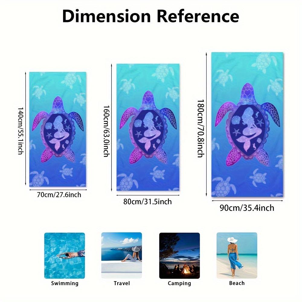 Mermaid Turtle Beach Towel Ocean Animal Print Underwater Design Quick Dry Soft Microfiber Bath Towel For Kids Girls