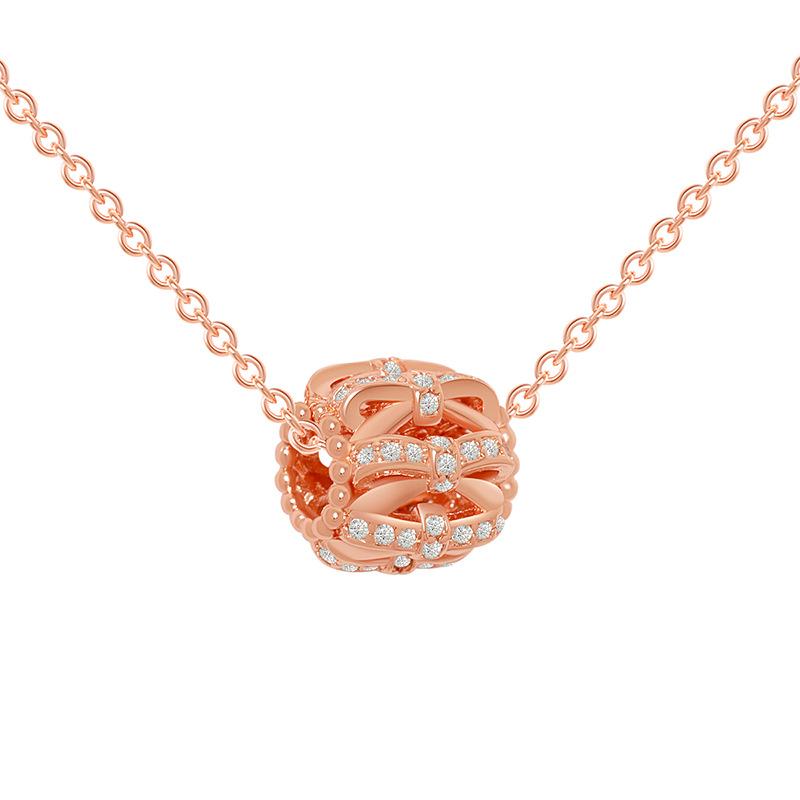 Design Beaded Necklace, Rose Gold Gypsy Small Waist Passepartout Rotary Beaded Transfer Bead Necklace
