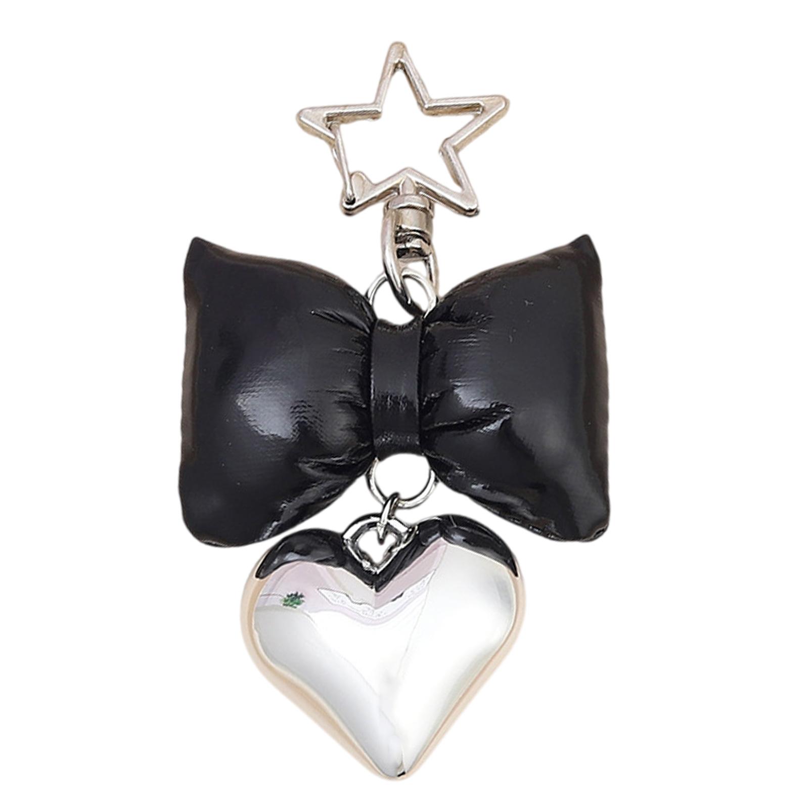 

Милый брелок-подвеска в виде сердца из искусственной кожи с бантом, милые подвески, украшения, брелок-подвеска для кошелька, сумки, рюкзака, сумки чёрный