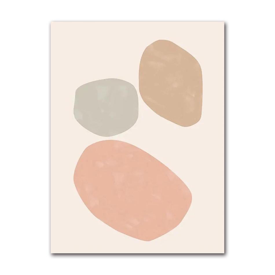 Pink & Green Geometric Abstract Canvas Poster, Minimalist Plant Leaf & Floral Wall Art Prints for Living Room Home Decor