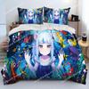 Cute Gawr Gura Hololive Anime Shark Bedding Set Duvet Cover Bed Set Quilt Cover Pillowcase Comforter King Queen Size Boys Adult