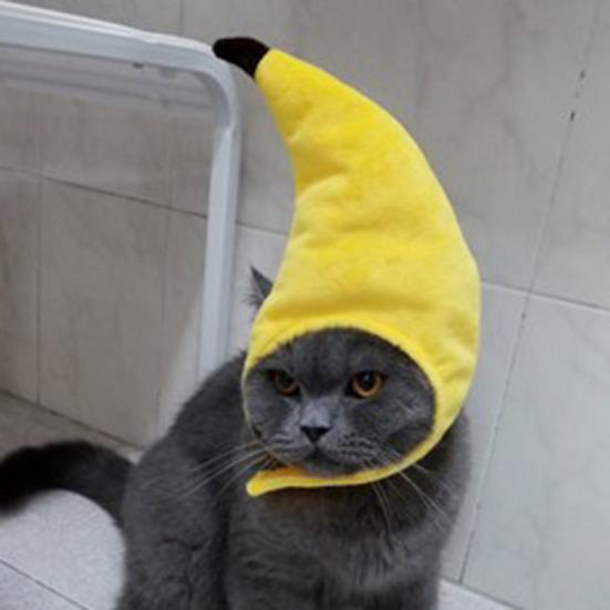 Yousheng Pet Cap Fastener Tape Dress-up Soft Pet Cats Dogs Banana Beanie Cap for Festival