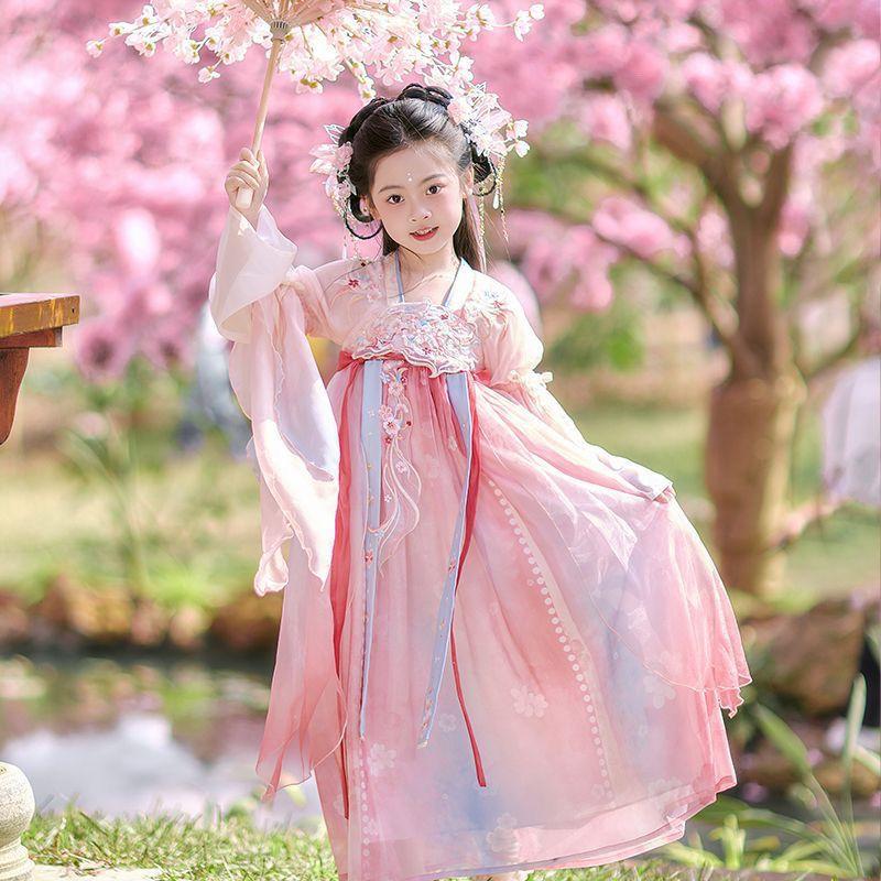Hanfu Girls Summer New Antique High-end Super Fairy Dress Girls Elegant Performance Clothes