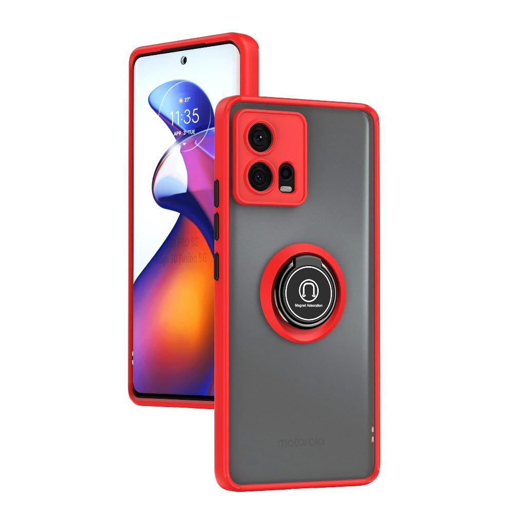 Магнитный чехол-подставка Магнитный держатель Чехол для телефона для Motorola Moto Edge 30 Fusion Противоударный чехол Вращающаяся на 360° подставка-кольцо Moto Edge 30 Fusion красный