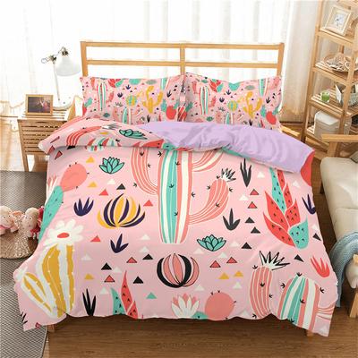 Cartoon Kaktus Bettbezug Tropische Botanik Gartenpflanzen 3D Druck Bettwäscheset Sukkulenten Kissenbezug Mikrofaser Bettdeckenbezug