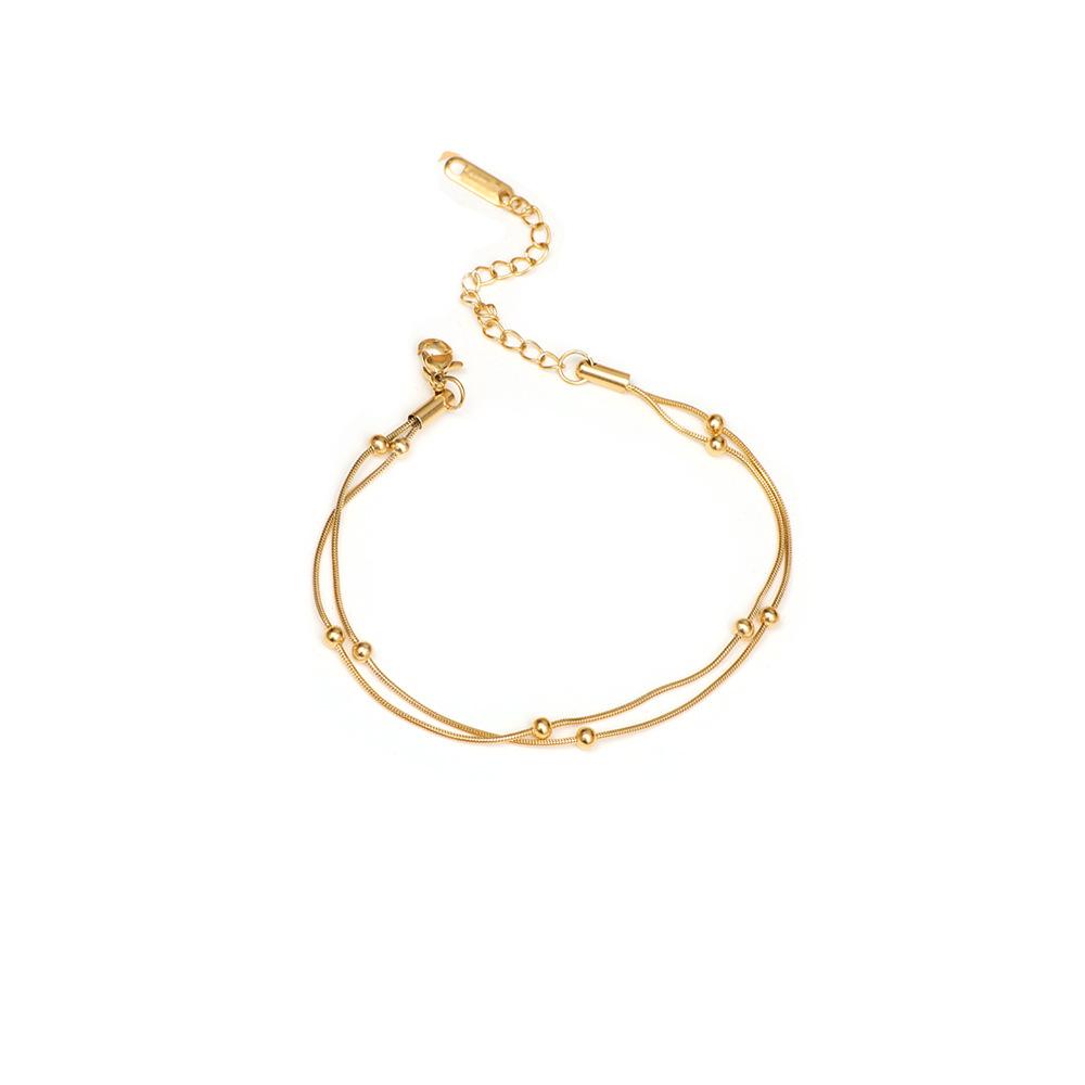 Titanium steel stainless steel double-layer round bead bracelet collarbone chain hot-selling sweet niche jewelry