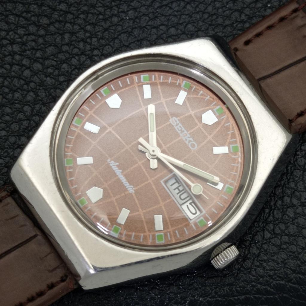 AUTOMATIC VINTAGE SEIKO 6309A JAPAN MENS BROWN COLOR DIAL WATCH a500840-5 R154-a500840