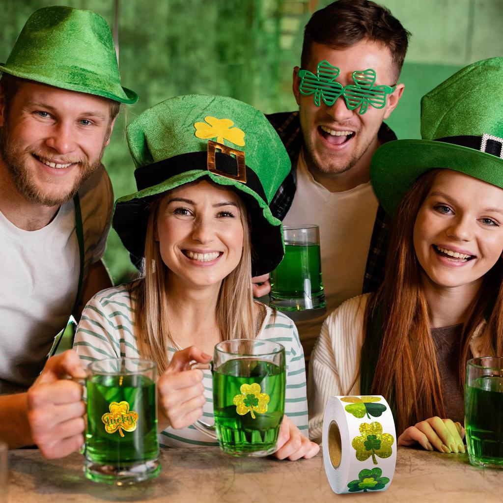 500Counts Patricks Day Decoration Sticker Sparkling Shamrock Sticker Label for Journal Notebook Phone Case Scrapbooking