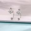 Screw Screw Flash Diamond Swan Stud Earrings Classic Fashion Design Sense French Elegance Cute Animal Rear Hanging Earrings