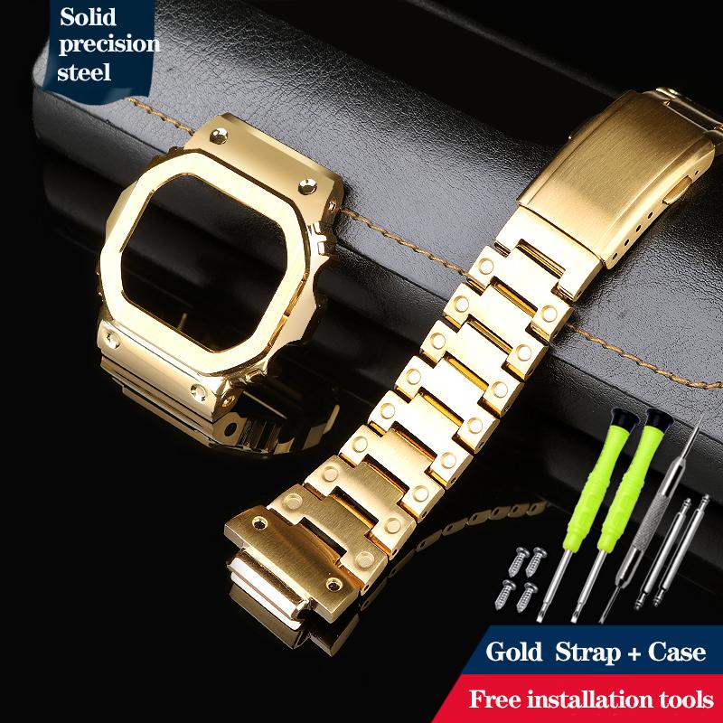 Boîtier et bracelet en acier inoxydable modifié de haute qualité pour Casio DW-5600 DW5600/5610 GW-B5600 GWM5610 Set Bracelet de montre en métal Lunette Outils