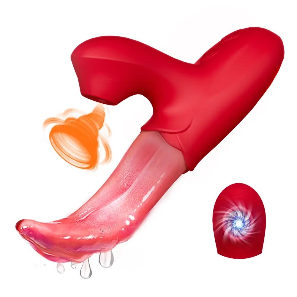 Licking Sucker G Spot Vibrator For Women Powerful Double Stimulation Clitoris Stimulator Dildo Vagina Massager Adult Sex Toy 18+
