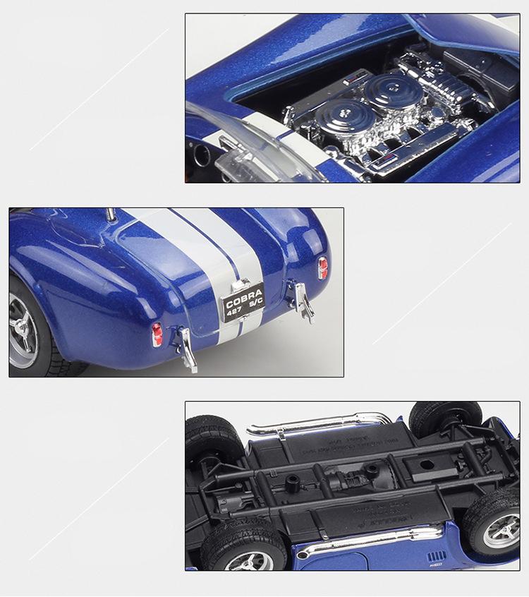 WELLY 1/24 1965 Shelby Cobra 427 S/C Alloy Classic Sports Car Model Diecasts Metal Retro Car Vehicles Model Simulation Kids Gift