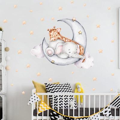 Elephant Giraffe Wall Stickers Animal Pattern Moon Child Wall Stickers for Kids Rooms Vinyl Wall Decorative