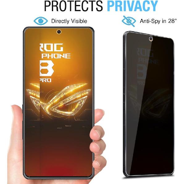 [2+2 Pack for ASUS ROG Phone 8 / Phone 8 Pro Privacy Screen Protector and Camera Lens Protector, 9H Anti Spy Private Tempered Glass Film,
