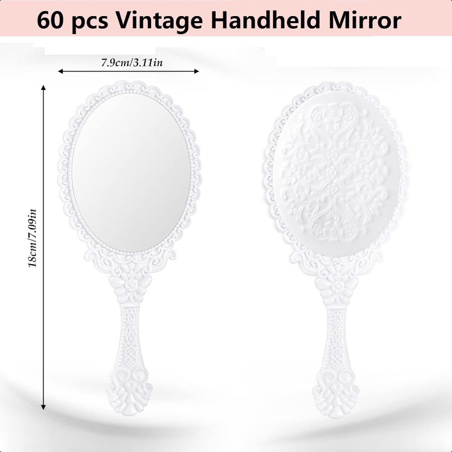 

60 шт. Ручное зеркало оптом Ретро ручное зеркало Пластиковое компактное Дорожное Цветочное Декоративное для туалетного столика Макияжа Дом Салон Путешествия United States