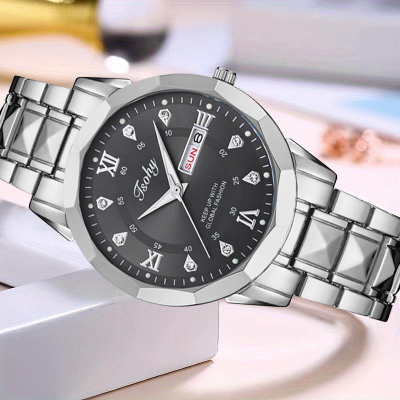 Quartz Watch Double Calendar Luminous Men'S Watch Waterproof