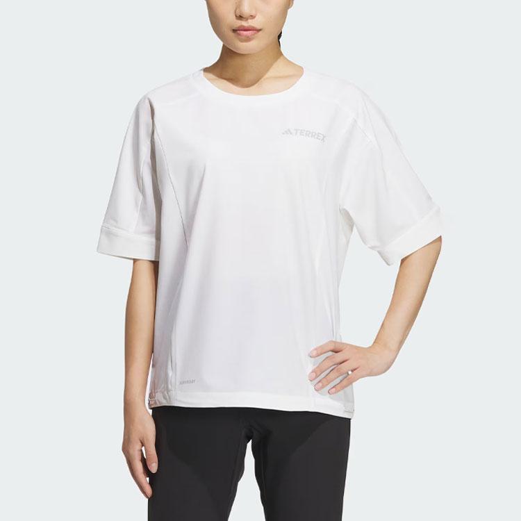adidas Aeroready Solid Logo Outdoor Quick-Dry Short Sleeve T-Shirt Women Tops White IX0115
