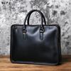 NZPJ Men's Briefcase Leather Handbag Retro Top Layer Cowhide Laptop Bag Crazy Horse Leather Shoulder Messenger Bag Luxury Bag