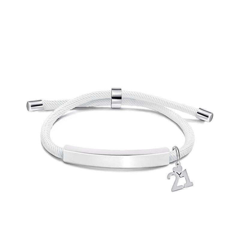 Multi-color Engravable Stainless Steel Bracelet with Number 16 Charm