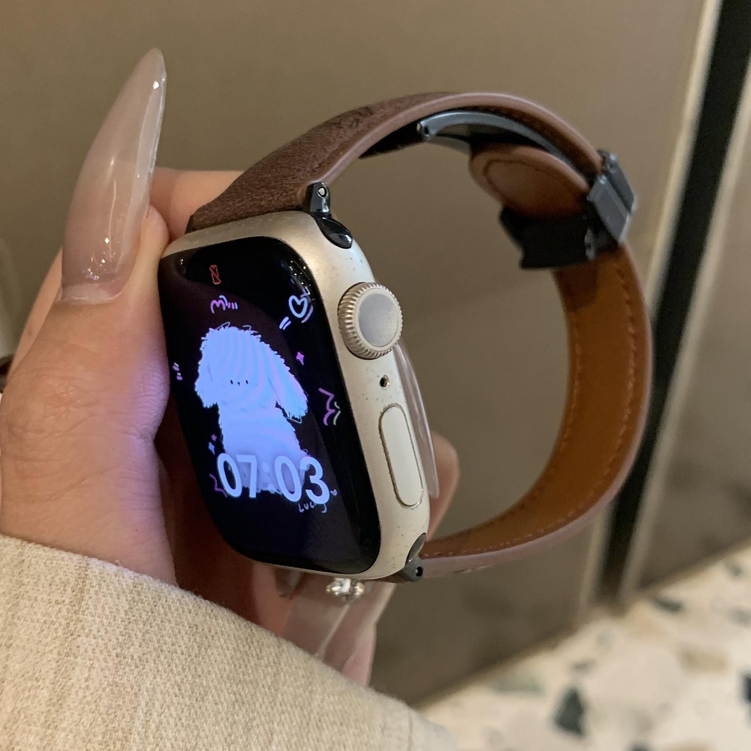 

Cartoon Dog Design Strap for Apple Watch Series 10 9 8 7 SE 6 5 4 3 2 1 42mm 41mm 40mm 38mm Watch Band Brown