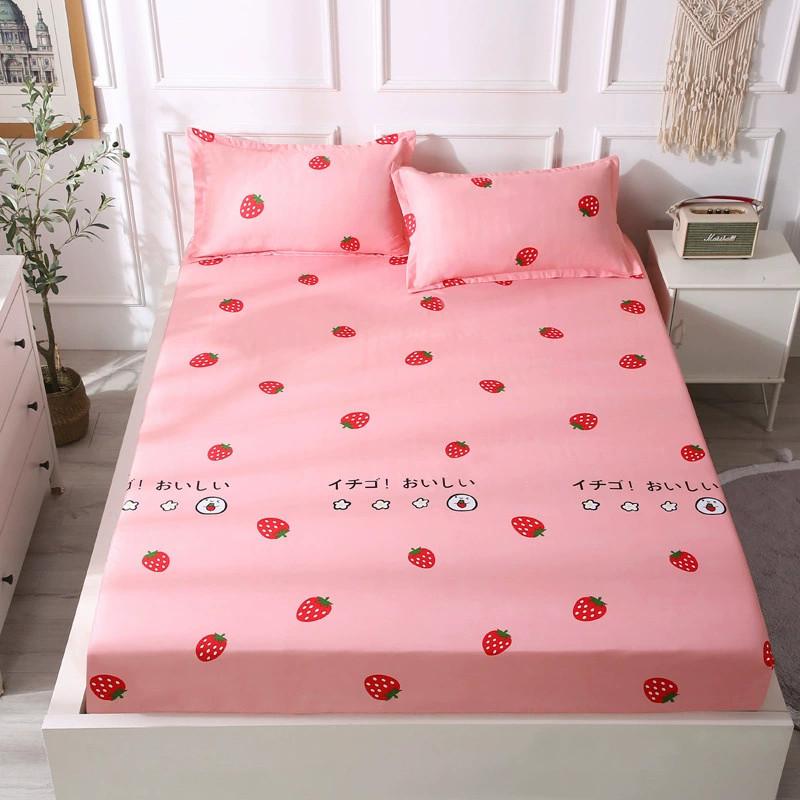 Print Flower Strawberry Bed Cover Dustproof Fabric Bedspread Protective Mattress