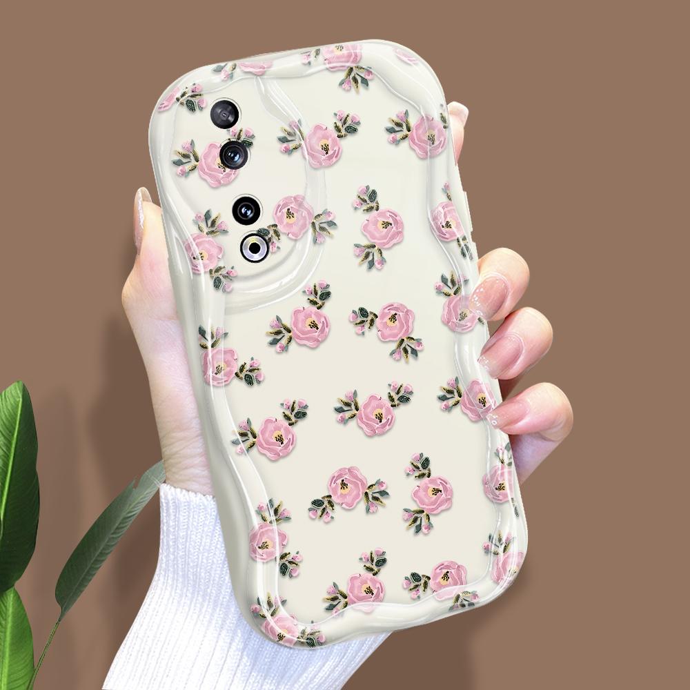 Roztomilý kreslený vzor krémová textura pouzdro vlnitý okraj měkký silikonový kryt pouzdro na telefon pro Huawei Honor Infinix Tecno iPhone