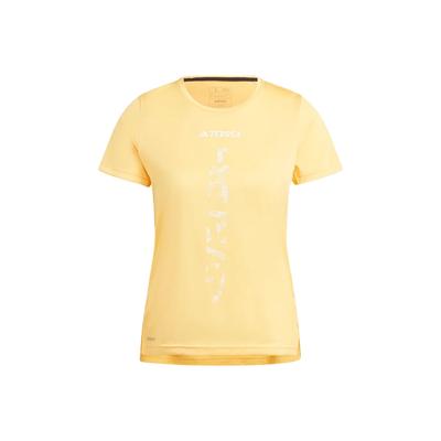 Terrex Agravic Trailrunning-T-Shirt Logo-Print Rundhalsausschnitt Schnelltrocknend Sport Kurzarm-T-Shirt Damen Oberteile Gelb IP4823