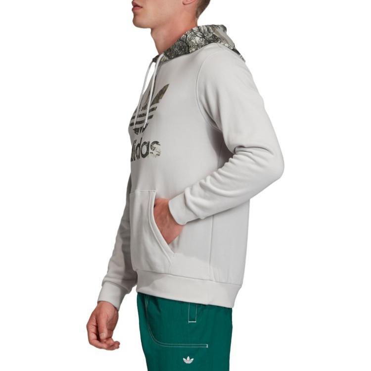 Men's adidas originals Camouflage Logo Printing Pullover Light Grey GD5955