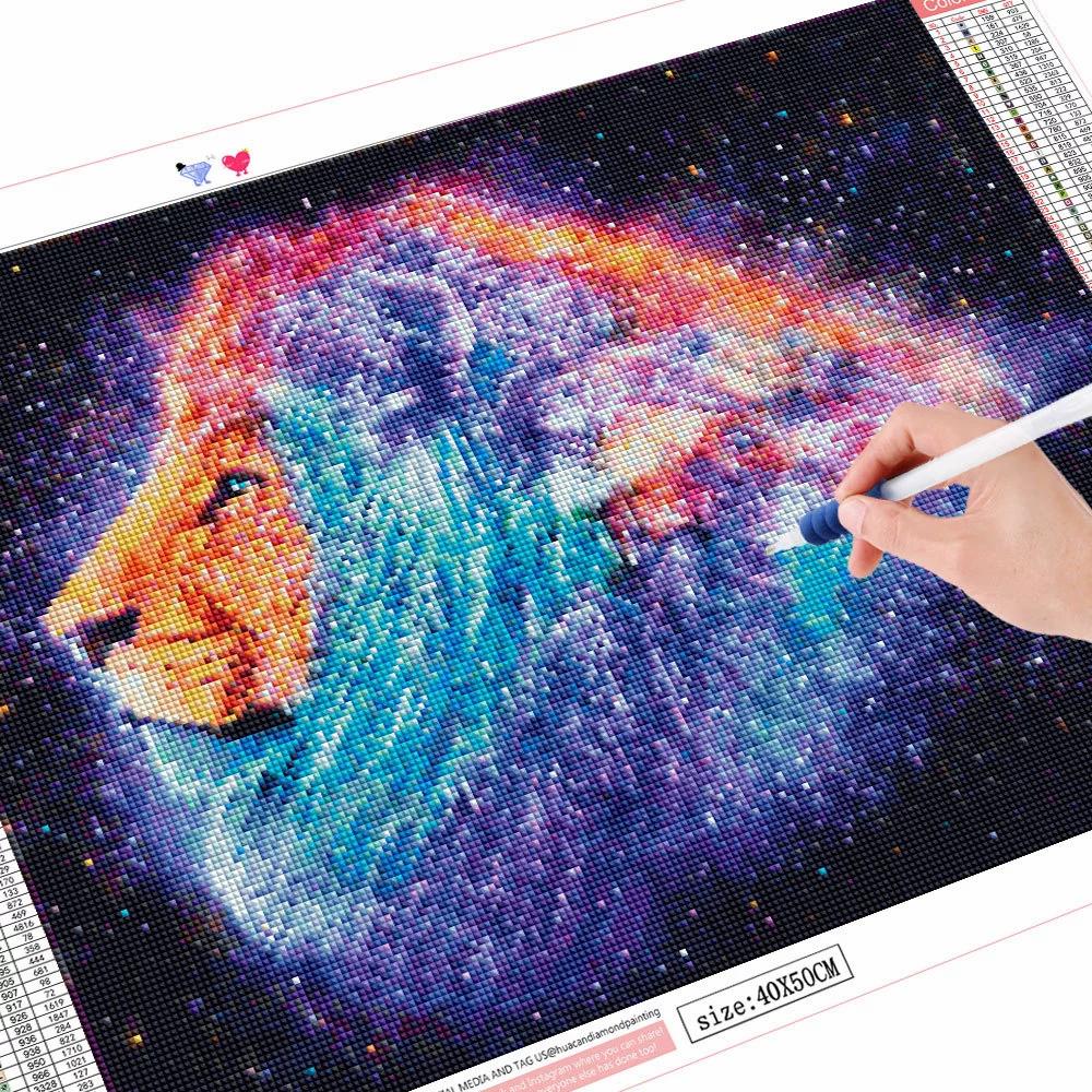 Volle quadratische/runde Diamantmalerei Tier Löwe Strasssteine ​​5D DIY Diamantstickerei Verkauf Sternenhimmel Mosaik Wandkunst