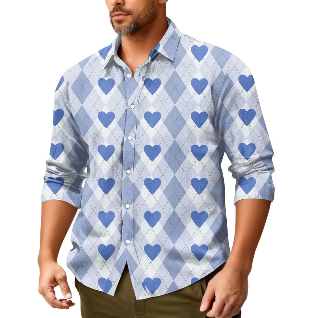 Men'S Casual Loose Fitting Long Sleeved Shirt Fashionable Lapel Shirt Top