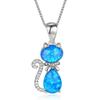 Xin Orange Original Jewelry White Diamond Opal Cat Bow Necklace Rococo Style Collarbone Chain