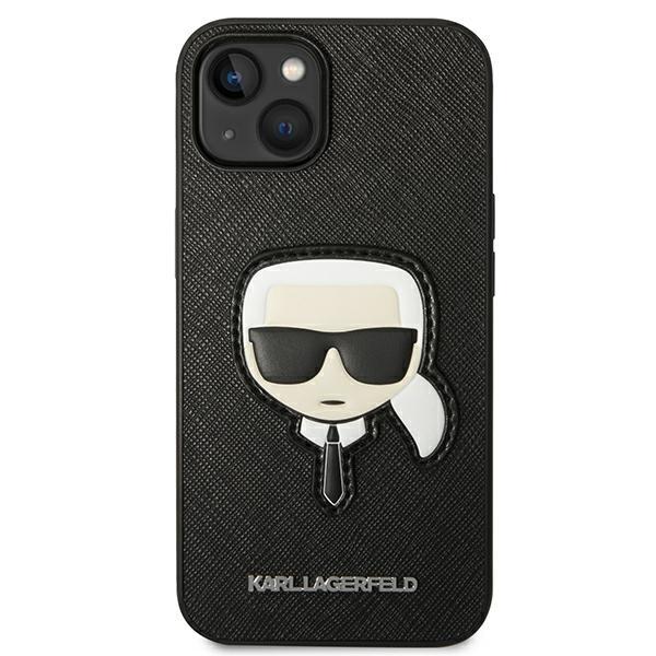 Etui Do iPhone 14 Plus Karl Lagerfeld Saffiano Karl's Head Patch Czarne