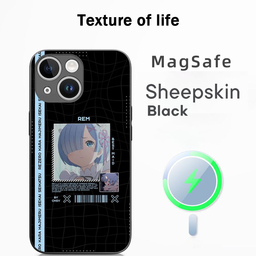 

Re zero cute girl classic anime pattern Phone Case For iPhone 17 16 15 14 13 12 Plus Pro Max High-end Luxury Magsafe Sheepskin iPhone 15 Pro Max