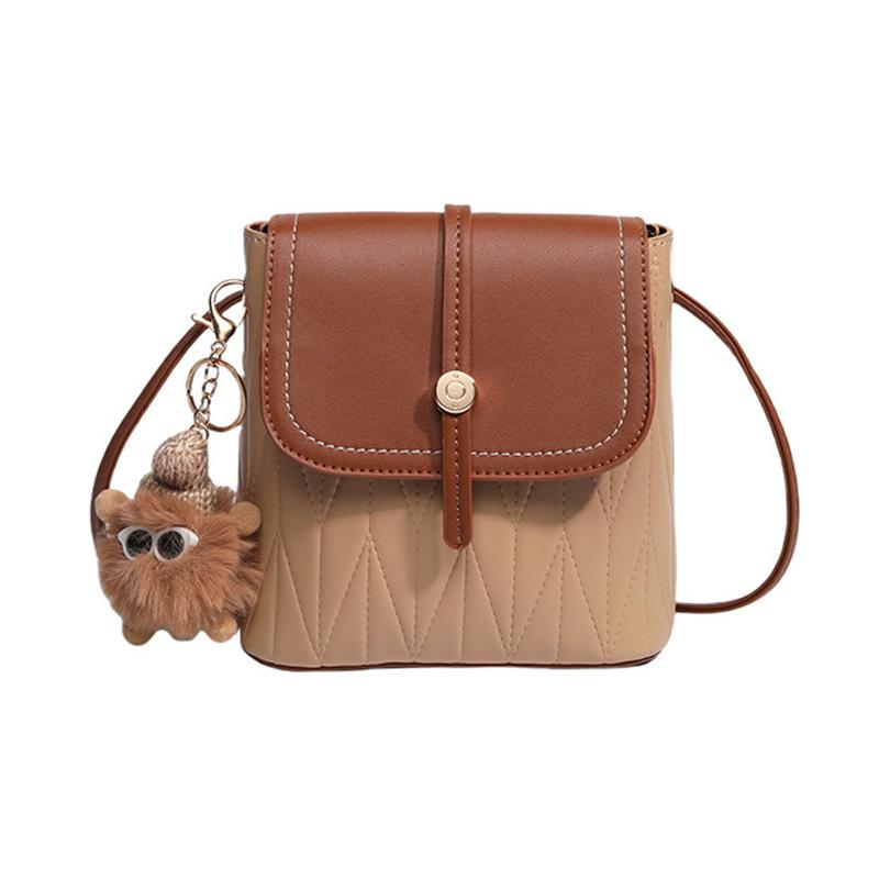 Autumn And Winter Cute Bucket Bag Female Simple Contrasting Color Flip Small Bag Niche High-End Versatile Messenger Mobile Phone Bag