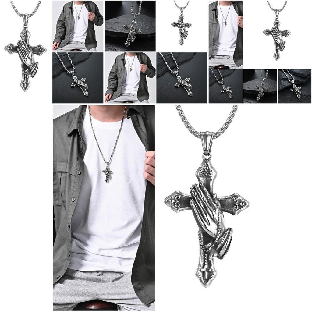 Mens Stainless Steel Jesus Christ Face Crucifix Cross Pendant Necklace Fashionable And Religious
