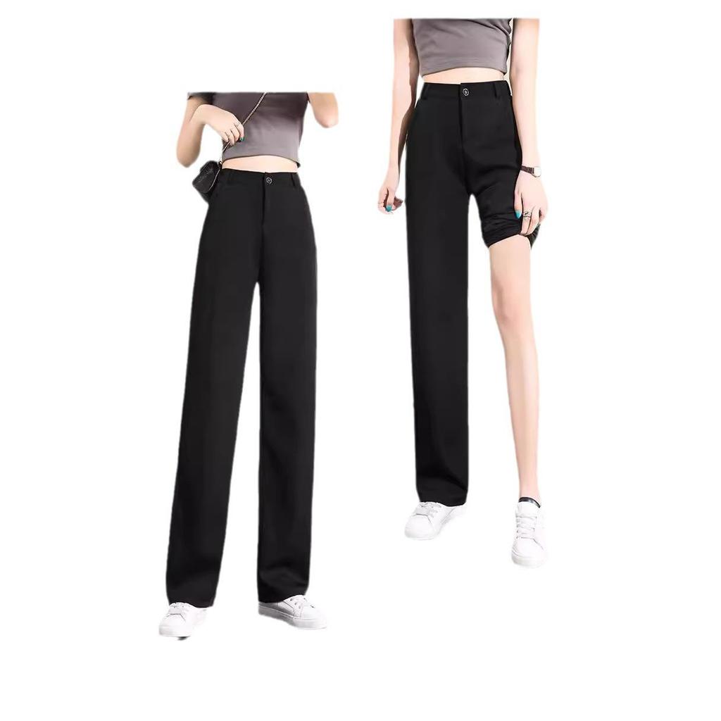 Women's High-Waist Gray Wide-Leg Dress Pants - Spring/Autumn 2024 Collection