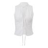 Women Vest Tops Solid Color Retro Design Stand-Up Collar Sleeveless Tank Tops Summer Holiday Party Club Everyday Wear