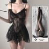 Sensual Lace-Up Mesh Nightgown - Sexy See-Through Camisole Dress for Women