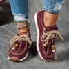 Ethnic style beaded loafers women's autumn new foreign trade large size front lace-up Doudou shoes