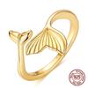 925 Sterling Silver Mermaid Tail Open Ring Adjustable Dainty Ocean Whale Tail Ring Boho Beach Summer Jewelry Gift for Women