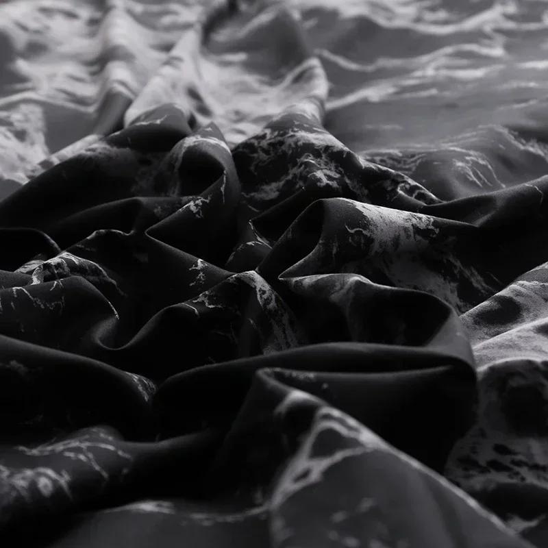 3PCS/set Black Marble Pattern Sanding Bedding Set Duvet Cover+Pillowase, Bedroom Bed Set, King Queen Double (Excluding Filler)