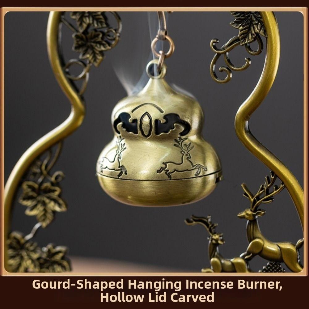 Chinese Style Vertical Incense Burner Zinc Alloy Good Symbolism Indoor Aromatherapy Pine Gourd Vintage Incense Burning