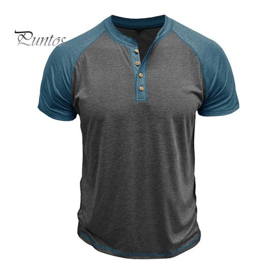 

Мужская футболка с воротником Henry Collar, хлопковая футболка Muscle Tee, повседневный топ с коротким рукавом, облегающая футболка для повседневной носки, походов в спортзал, вечеринок S темно-серого